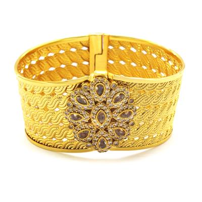 İmitasyon Trabzon Hasırı Altın Kaplama Taşlı 5 Sıra Örgü  Kelepçe BLZ-600