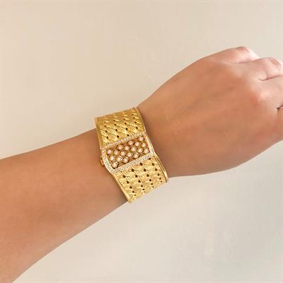 İmitasyon Trabzon Hasırı Altın Kaplama Taşlı Burgu Model Kelepçe BLZ-378