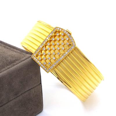 İmitasyon Trabzon Hasırı Altın Kaplama Taşlı Desenli Trabzon Kelepçe BLZ-380