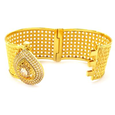 İmitasyon Trabzon Hasırı Altın Kaplama Taşlı Sepet Örgü Kelepçe BLZ-599