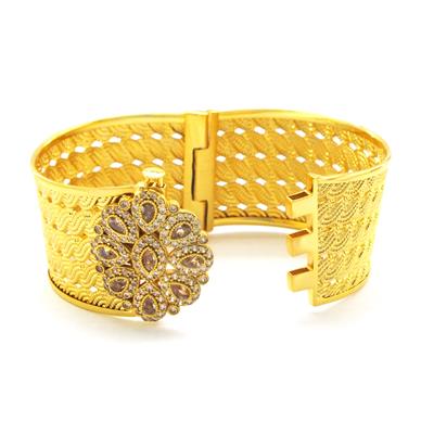 İmitasyon Trabzon Hasırı Altın Kaplama Taşlı 5 Sıra Örgü  Kelepçe BLZ-600