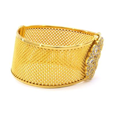 İmitasyon Trabzon Hasırı Altın Kaplama Yaşam Çiçeği Taşlı Kelepçe BLZ-267