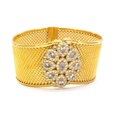 İmitasyon Trabzon Hasırı Altın Kaplama Yaşam Çiçeği Taşlı Kelepçe BLZ-267