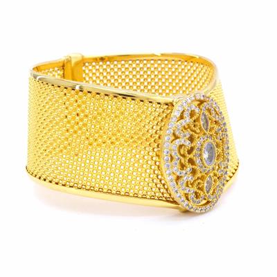 İmitasyon Trabzon Hasırı Altın Kaplama Zirkon Taşlı Kelepçe BLZ-200