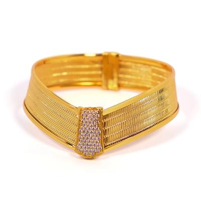 İmitasyon Trabzon Hasırı Altın Kaplama Zirkon Taşlı 4 Sıra Kelepçe BLZ-598