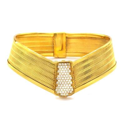 İmitasyon Trabzon Hasırı Altın Kaplama Zirkon Taşlı 4 Sıra Kelepçe BLZ-598