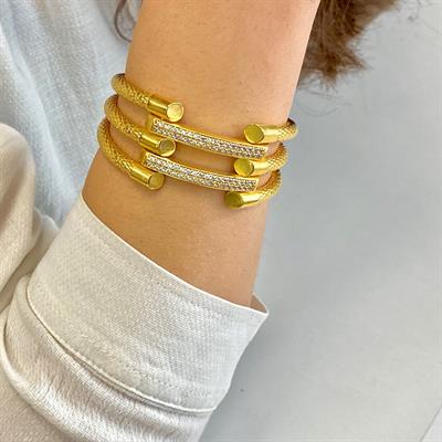 Kaburga Bilezik 22 Ayar Altın Kaplama 2 Sıra Kelepçe KB-117