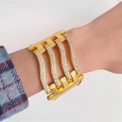 Kaburga Bilezik 22 Ayar Altın Kaplama 4 Sıra Kelepçe KB-124