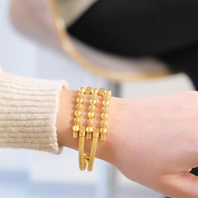 Kaburga Bilezik 22 Ayar Altın Kaplama Dorika Toplu Kelepçe BLZ-542