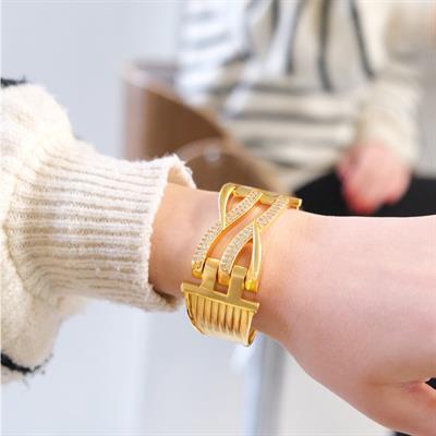 Kaburga Bilezik 22 Ayar Altın Kaplama Hasır Kelepçe BLZ-538