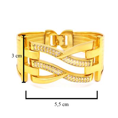 Kaburga Bilezik 22 Ayar Altın Kaplama Hasır Kelepçe BLZ-538