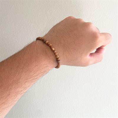 Kahverengi Ahşap Doğal Taş Erkek Bileklik EBLK-380