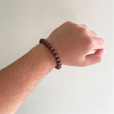 Kahverengi Ahşap Doğal Taş Erkek Bileklik EBLK-392