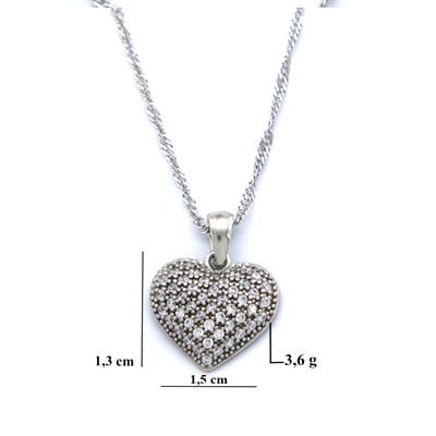 Kalpli Zirkon Taşlı Gümüş Kolye GK-158