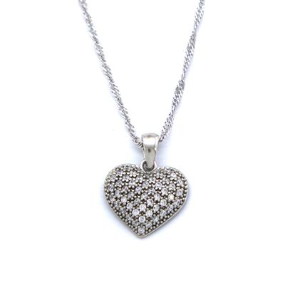 Kalpli Zirkon Taşlı Gümüş Kolye GK-158