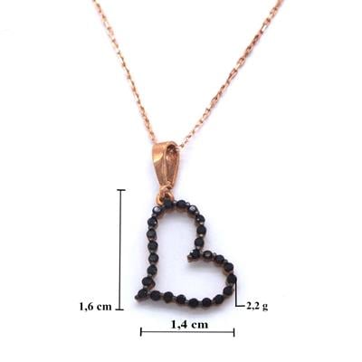 Kalpli Zirkon Taşlı Rose Gümüş Kolye GK-191