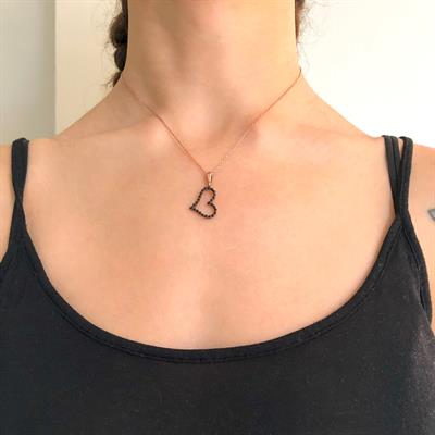 Kalpli Zirkon Taşlı Rose Gümüş Kolye GK-191