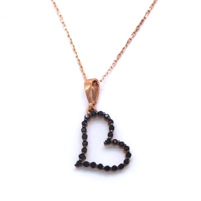 Kalpli Zirkon Taşlı Rose Gümüş Kolye GK-191