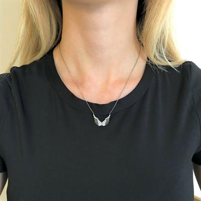Kanat Motifli Zirkon Taşlı Gümüş Kolye GK-163