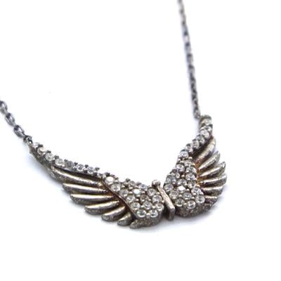 Kanat Motifli Zirkon Taşlı Gümüş Kolye GK-163