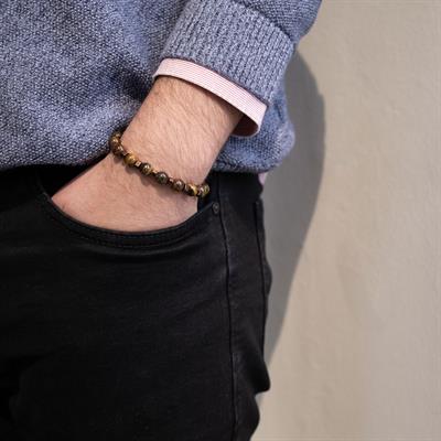 Kaplan Gözü Ve Hematit Doğal Taşlı Erkek Bileklik EBLK-472