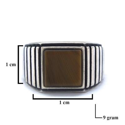 Kare Akik Taşlı 925 Ayar 9 gr Gümüş Erkek Yüzük GEY-112