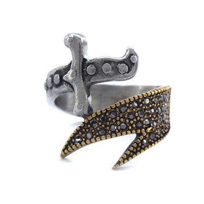 Kılıç Detaylı Taşlı 316L Çelik Erkek Yüzük ÇEY-101