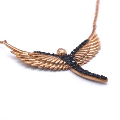 Melek Çift Renk Rose Gümüş Kolye GK-208