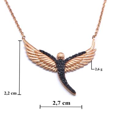 Melek Çift Renk Rose Gümüş Kolye GK-208