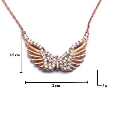 Melek Kanatlı Zirkon Taşlı Rose Gümüş Kolye GK-203