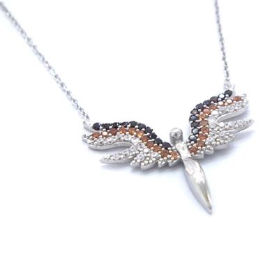 Mikail (Huzur) Meleği Zirkon Taşlı Gümüş Kolye  GK-117