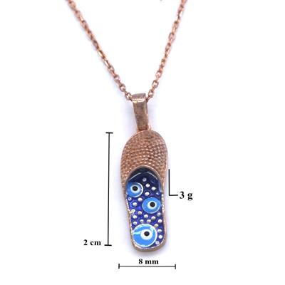 Nazar Boncuğu Motifli Rose Gümüş Kolye GK-167