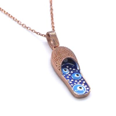 Nazar Boncuğu Motifli Rose Gümüş Kolye GK-167