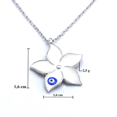 Nazar Boncuklu Çiçek Gümüş Kolye GK-211