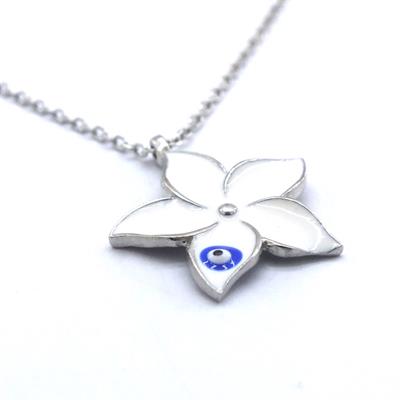 Nazar Boncuklu Çiçek Gümüş Kolye GK-211