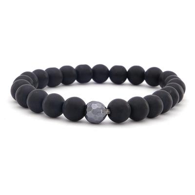 Siyah Oniks  Doğal Taş Erkek Bileklik EBLK-402