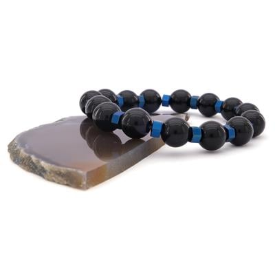 Siyah Oniks Doğal Taş Erkek Bileklik EBLK-367