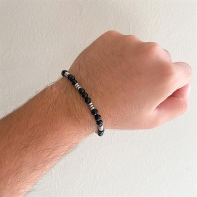 Siyah Oniks Doğal Taş Erkek Bileklik EBLK-396
