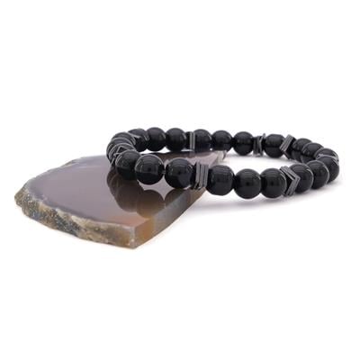 Siyah Oniks Doğal Taş Erkek Bileklik EBLK-393
