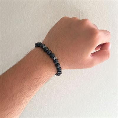 Siyah Oniks Doğal Taş Erkek Bileklik EBLK-393