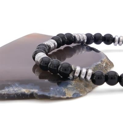 Siyah Oniks Doğal Taş Erkek Bileklik EBLK-396
