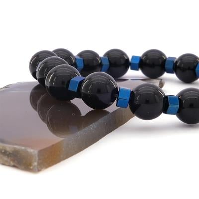 Siyah Oniks Doğal Taş Erkek Bileklik EBLK-367