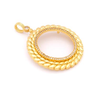 Tam Altın Çerçeveli Kolye​ Ucu Altın Kaplama-TGR-613