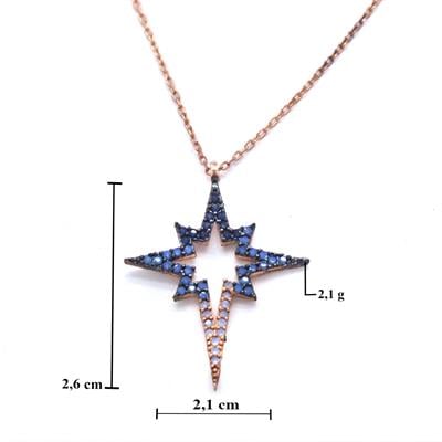 Yıldız Zirkon Taşlı Rose Gümüş Kolye GK-190
