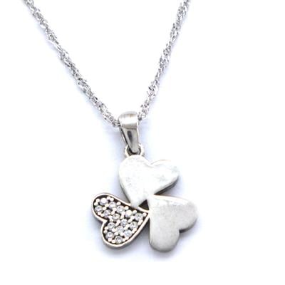 Yonca Motifli Zirkon Taşlı Gümüş Kolye GK-189