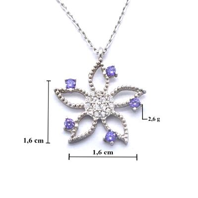 Zirkon Taşlı Çiçek Gümüş Kolye GK-247