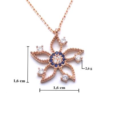 Zirkon Taşlı Çiçek Rose Gümüş Kolye GK-246