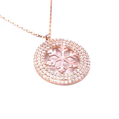 Zirkon Taşlı Kar Tanesi Rose Gümüş Kolye GK-240