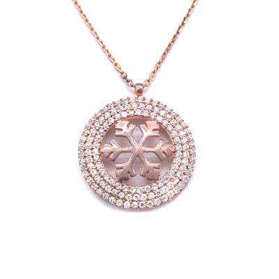 Zirkon Taşlı Kar Tanesi Rose Gümüş Kolye GK-240