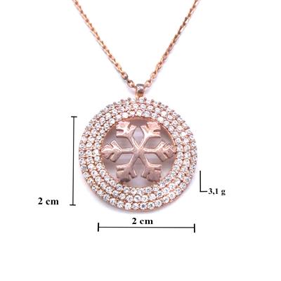 Zirkon Taşlı Kar Tanesi Rose Gümüş Kolye GK-240